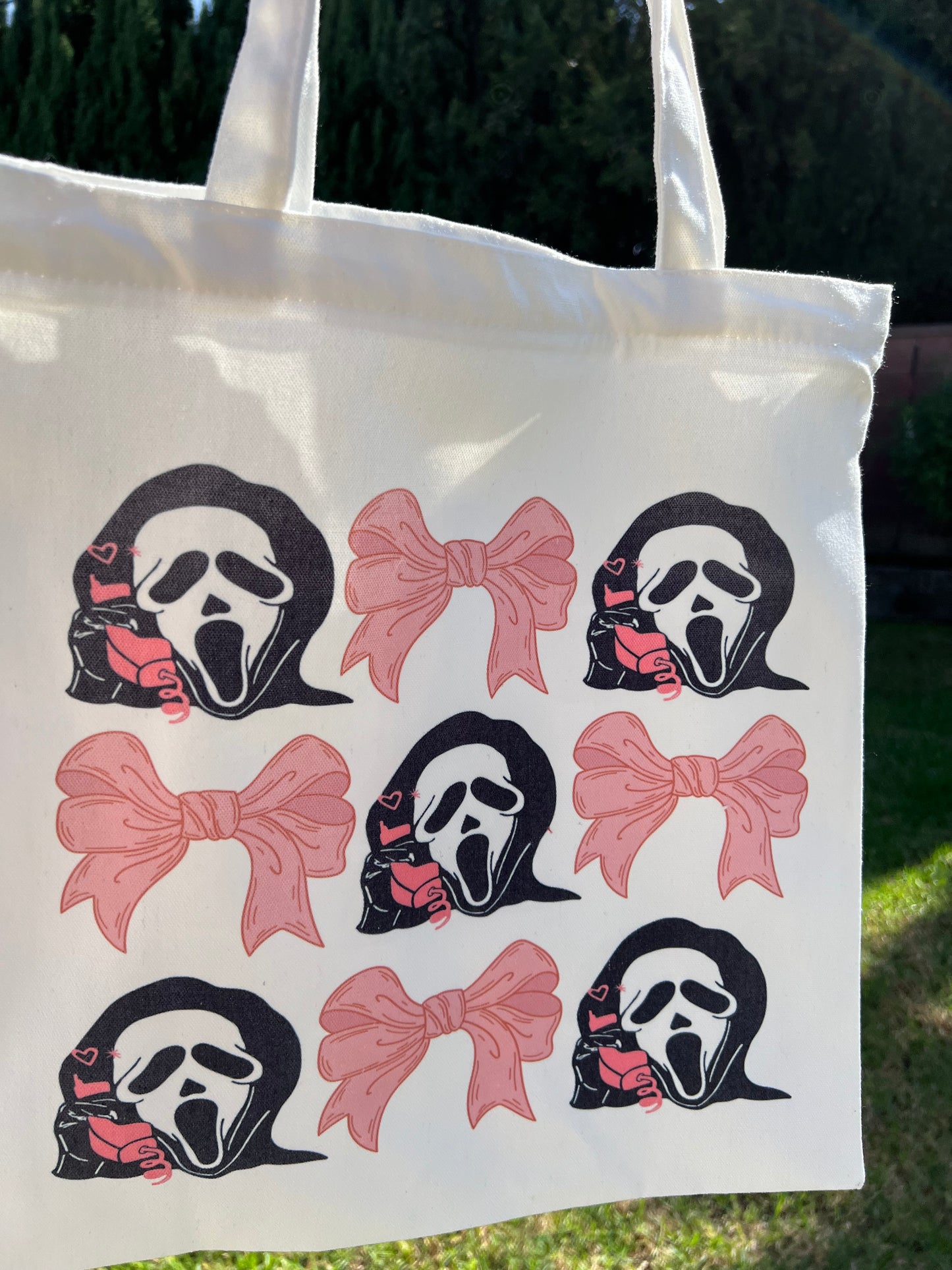 Ghost Pink Spooky Coquette Canvas Tote Bag