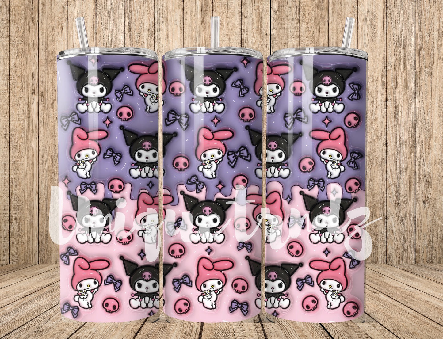 Both Kawaii Characters Black and Pink 20oz Tumbler