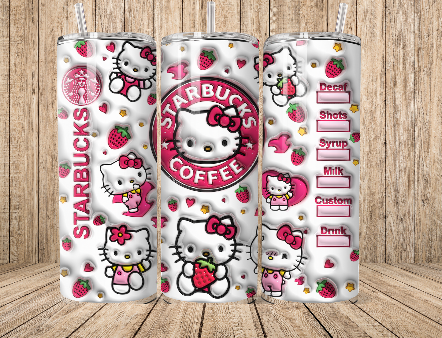 Kitty With Strawberries 20oz Tumbler