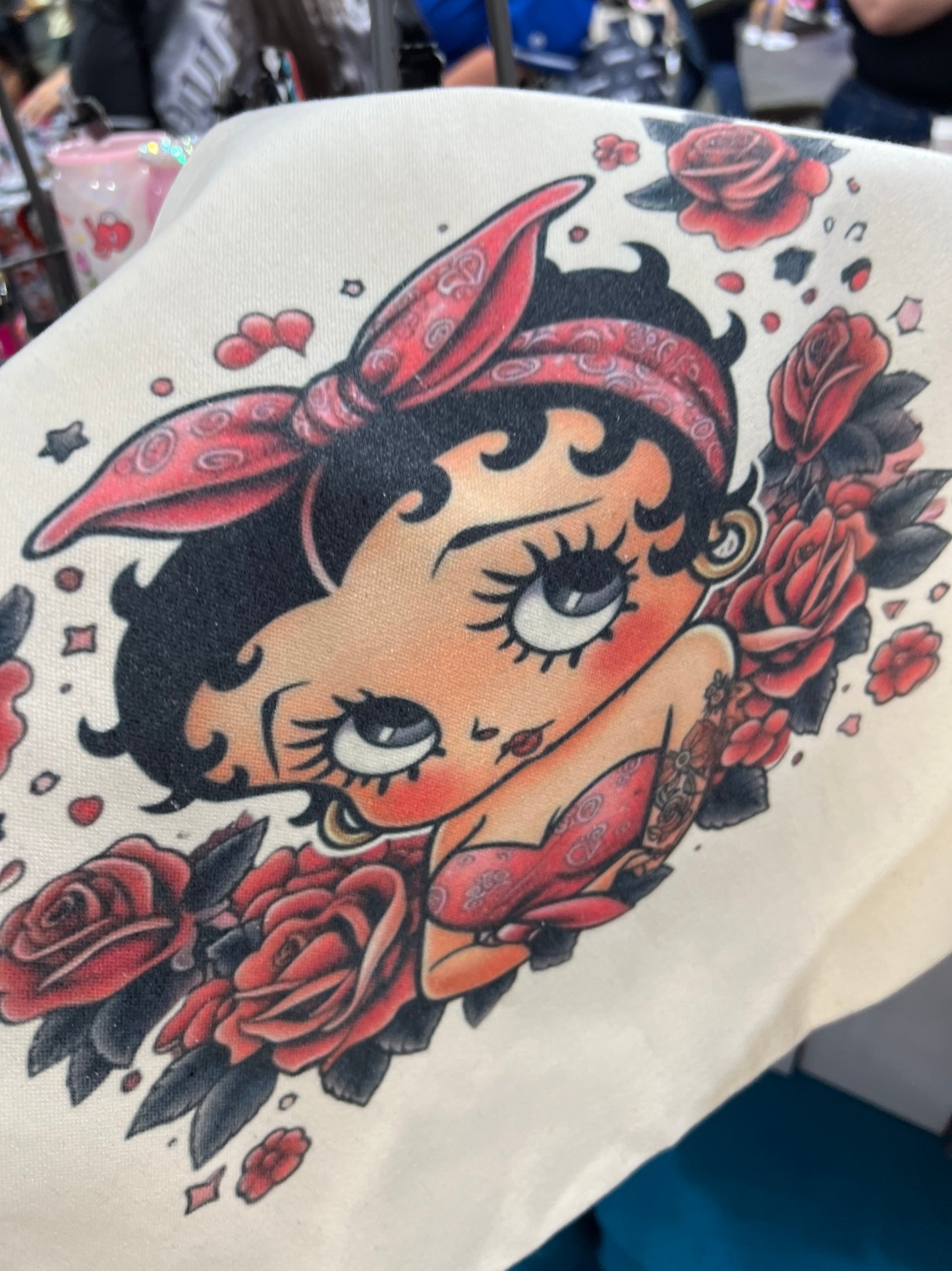 Betty in pink with Roses Canvas Tote Bag