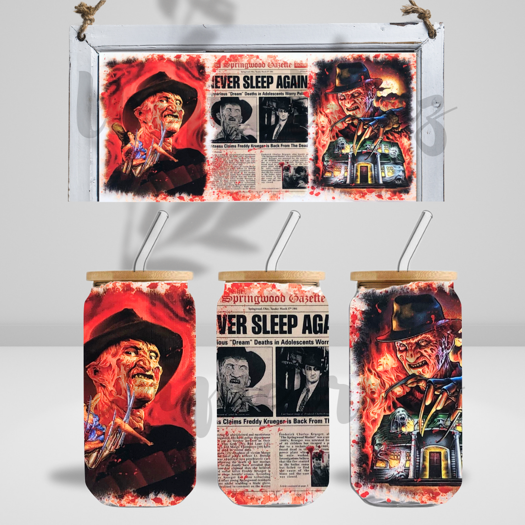 Horror Movie Dreamer Killer 16oz Glass Cup