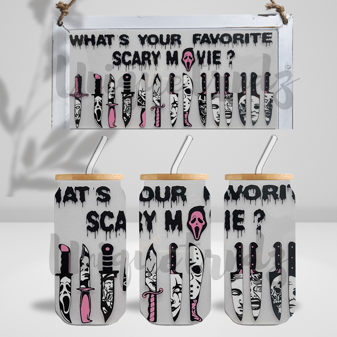 Horror Killers Knives 16oz Glass Cup