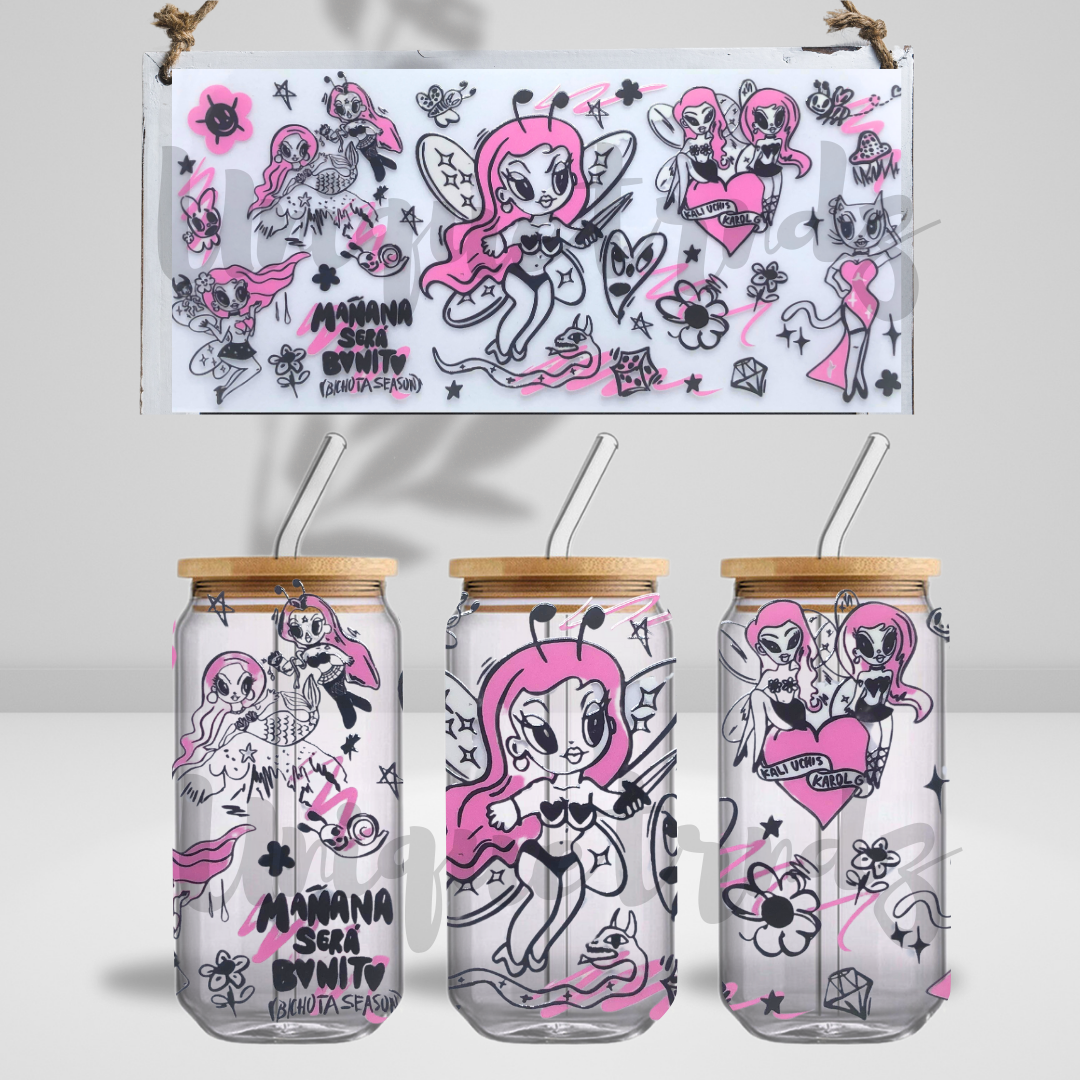 B*chota and K*li Album 16oz Glass Cup