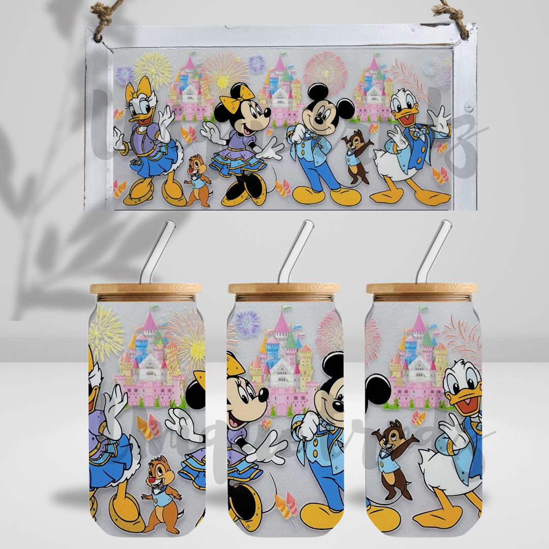 Friends at Castle 16oz Glass Cup