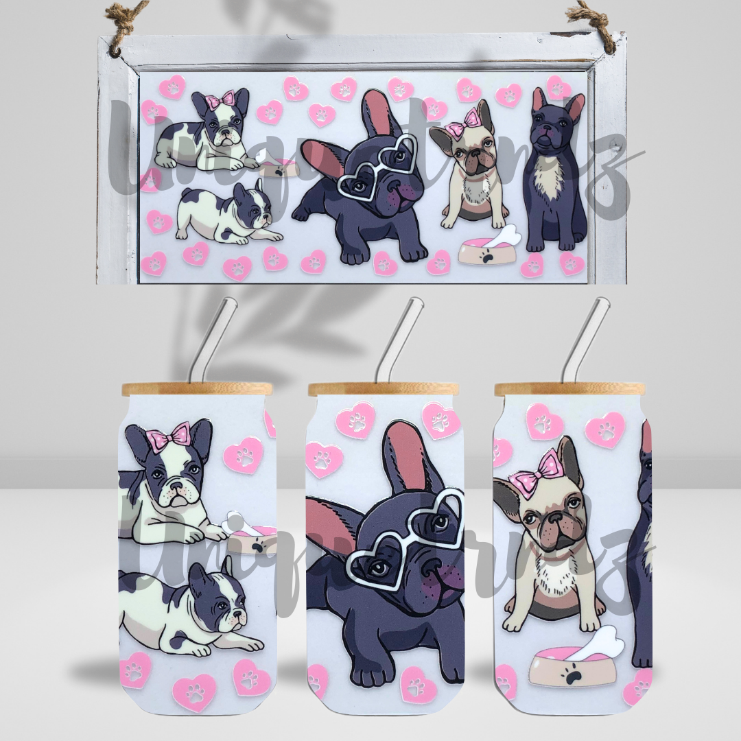 Pug Dogs All Over 16oz Glass Cup