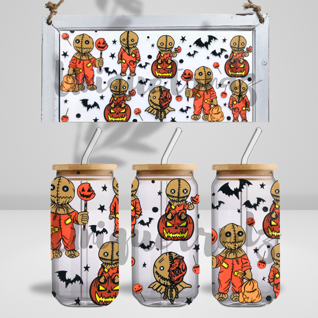 Trick or Treat Halloween 16oz Glass Cup