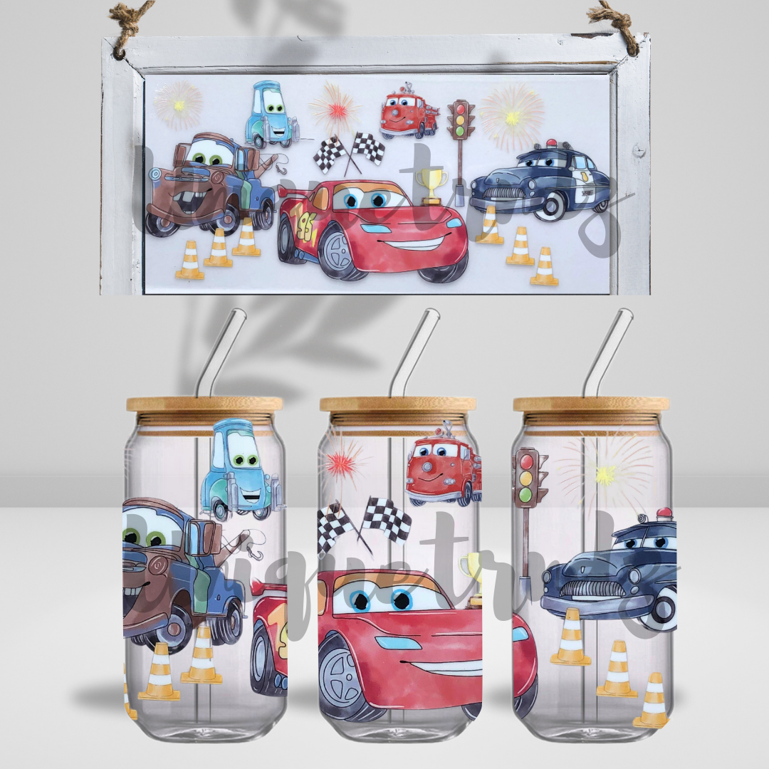 C*rs Movie 16oz Glass Cup
