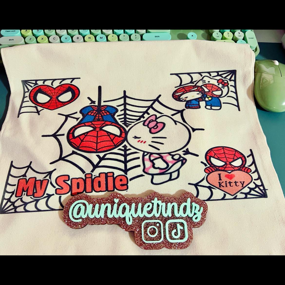 Spidie and Kitty Lovers Canvas Tote Bag