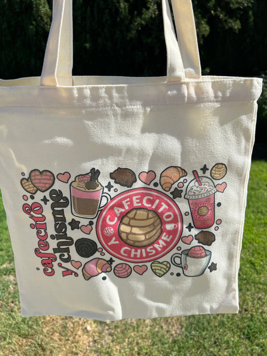 Cafecito Y Chisme Canvas Tote Bag