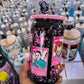 Pink Scary Spooky Black 16oz Glass Cup