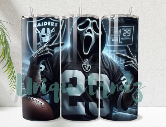 Scary Ghost Black Vegas Football Team 20oz Tumbler