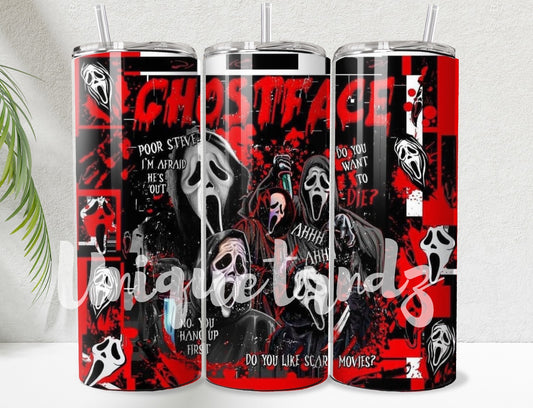 Horror Scary Ghost Movie with Red Blood 20oz Tumbler (Glow in Dark)
