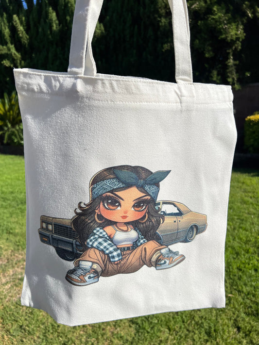 Chicana Girl Canvas Tote Bag