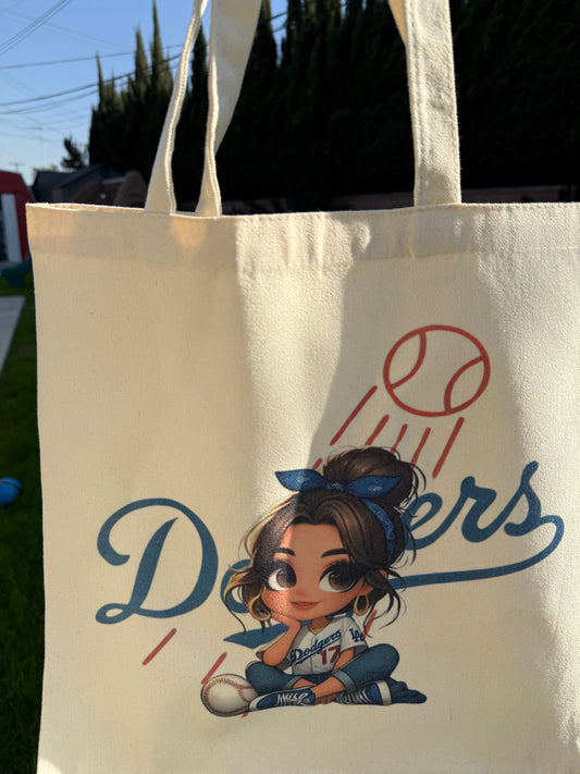 Baseball Girl Canvas Tote Bag