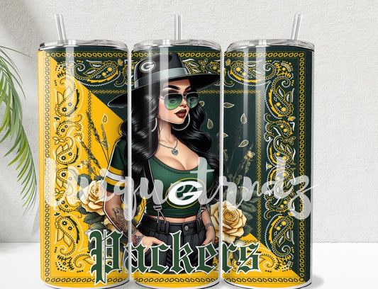 Chicana Green Football Sport Team 20oz Tumbler
