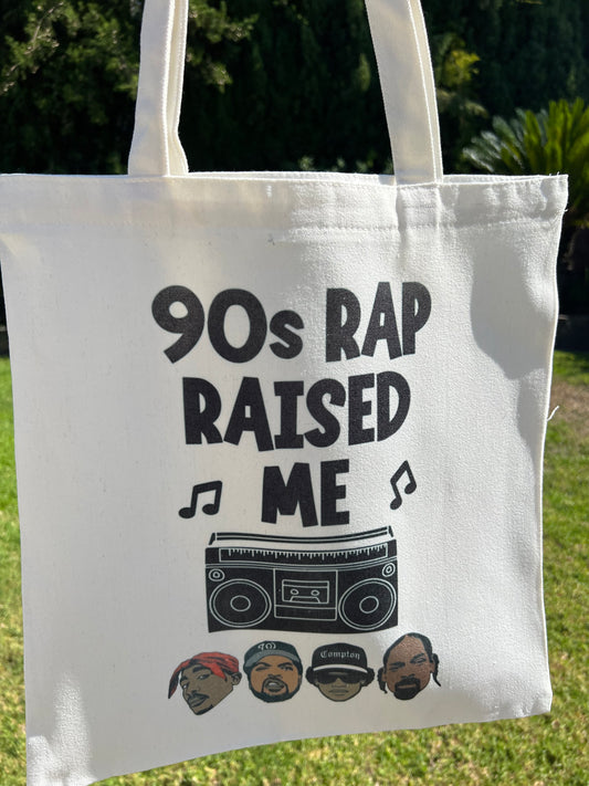 90s Rap Raised Me Canvas Tote Bag