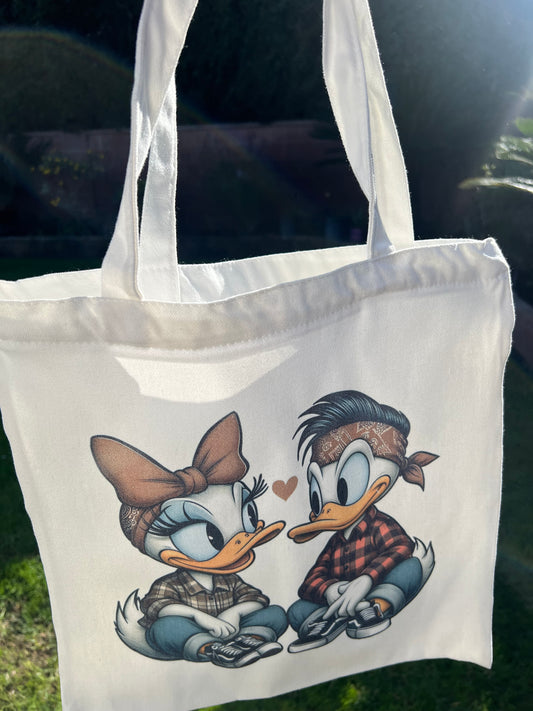 Duck Couples Love Canvas Tote Bag