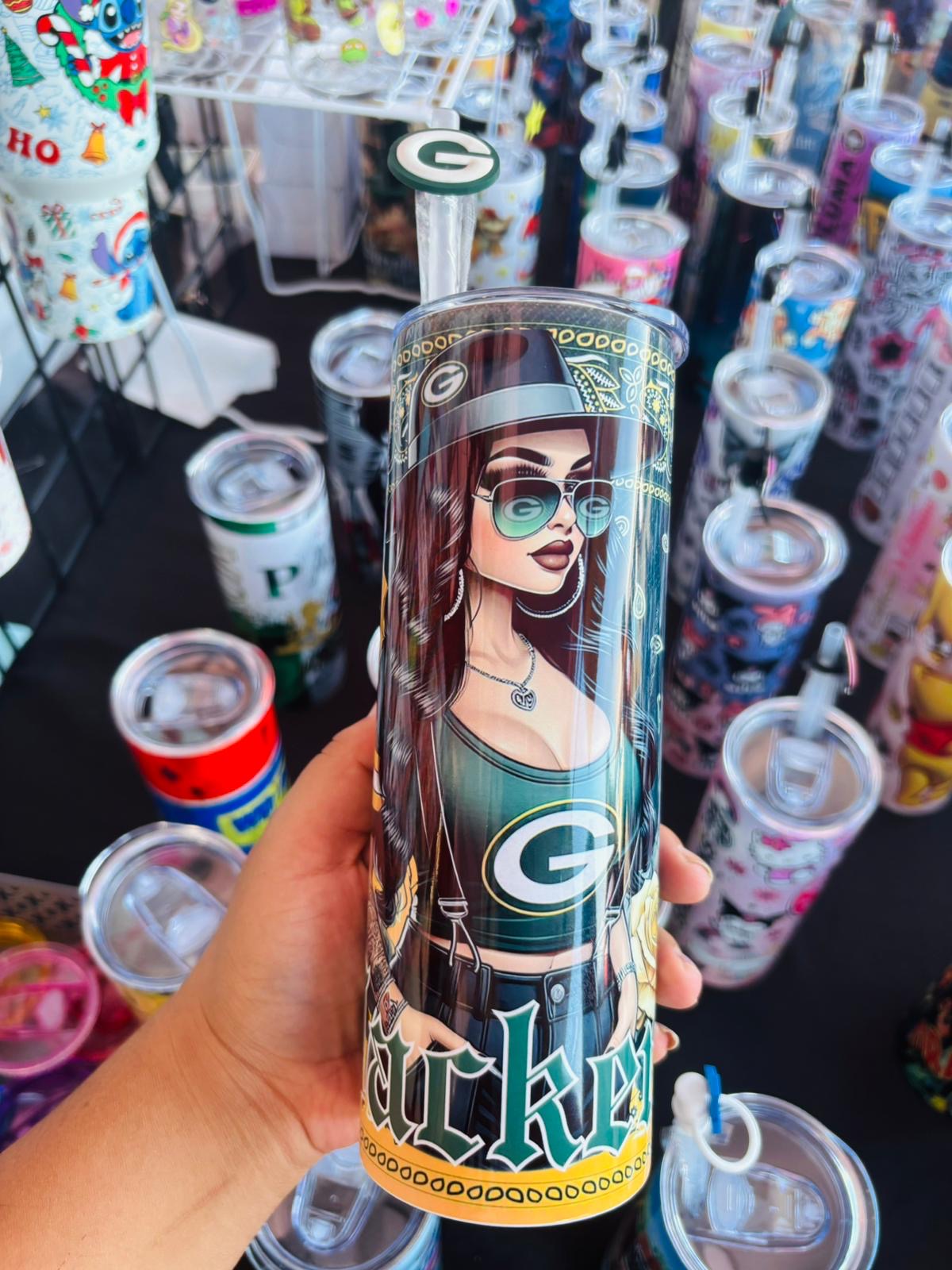 Chicana Green Football Sport Team 20oz Tumbler