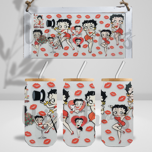 Betty Boo Kisses 16oz Glass Cup