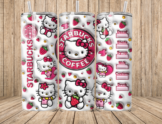 Kitty With Strawberries 20oz Tumbler