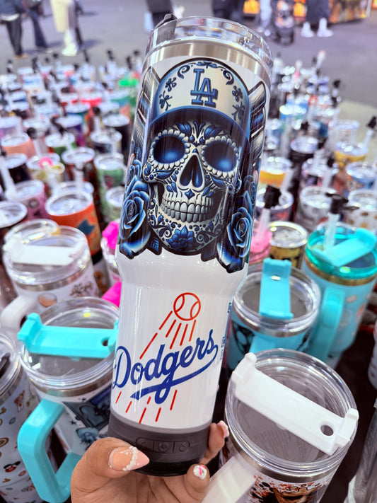 L.A. Baseball Skull 40oz Tumbler Handle Dupe (SPEAKER)