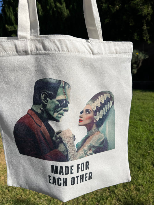 Made for each other Monster Canvas Tote Bag