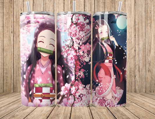 Anime Demon Girl with Cherry Blossom 20oz Tumbler