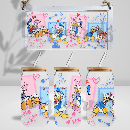 Duck Cute Couple 16oz Glass Cup
