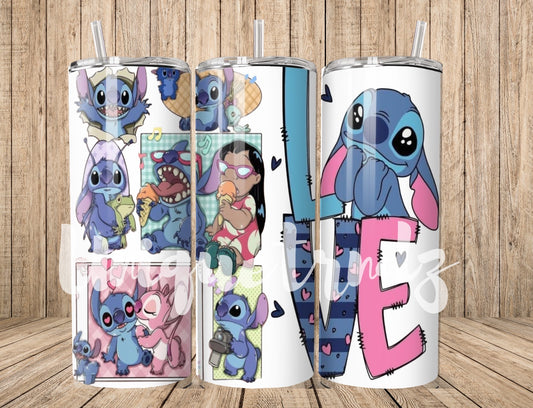 Cute Space Aliens Couple 20oz Tumbler in Glow in Dark