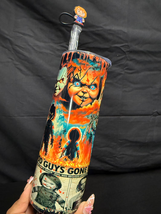 New Scary Doll with bloody Straight 20oz Tumbler