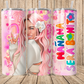 Spanish Singer Face in Pink with Floral in 20oz Tumbler
