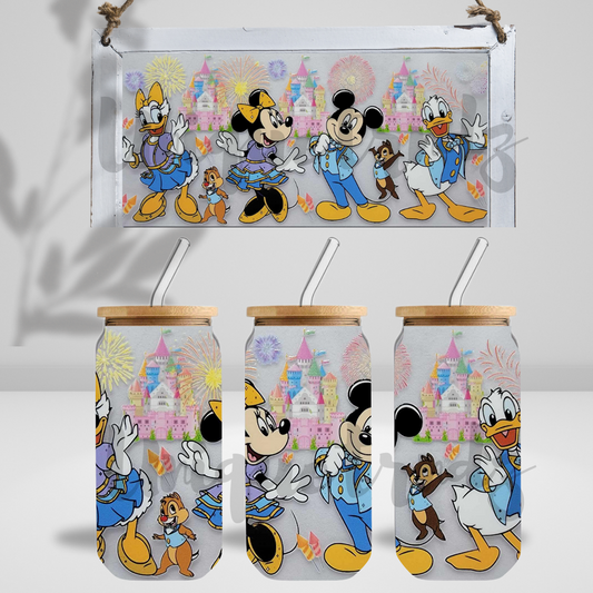 Friends at Castle 16oz Glass Cup