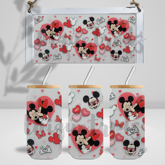 Mouse Couple Valentines Edition 16oz Glass Cup