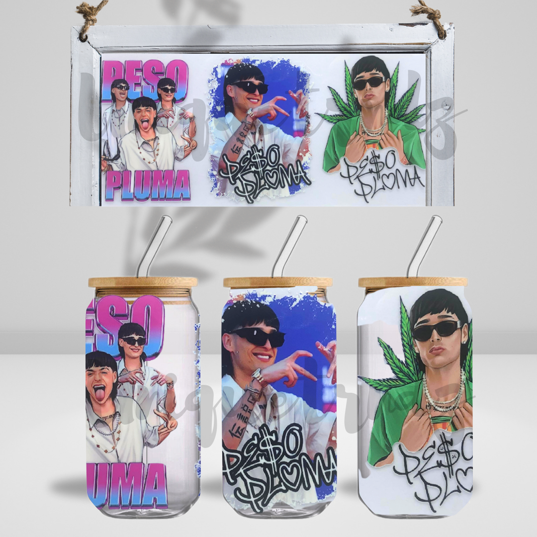 Mexican Singer with Weed Picture 16oz Glass Cup