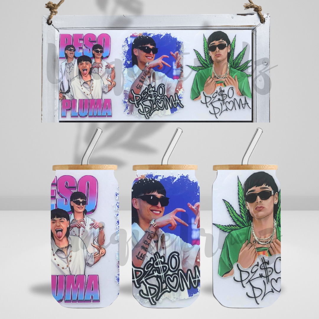 Mexican Singer with Weed Picture 16oz Glass Cup