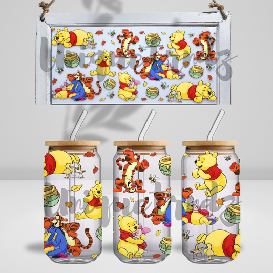 Honey Bear with Friends 16oz Glass Cup
