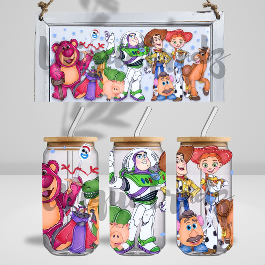 Cowboys and Space Ranger Friends Movies 16oz Glass Cup