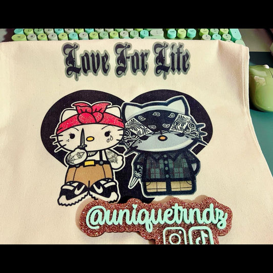 Gangsta Knife Kitty Love Canvas Tote Bag