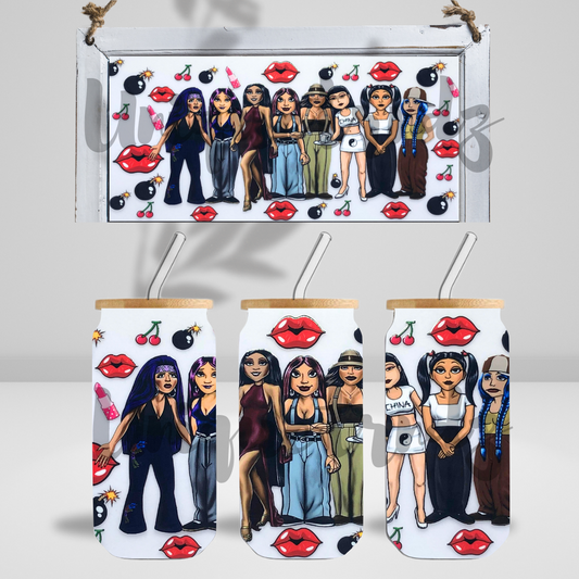 Homegirls Cheries and Lips 16oz Glass Cup