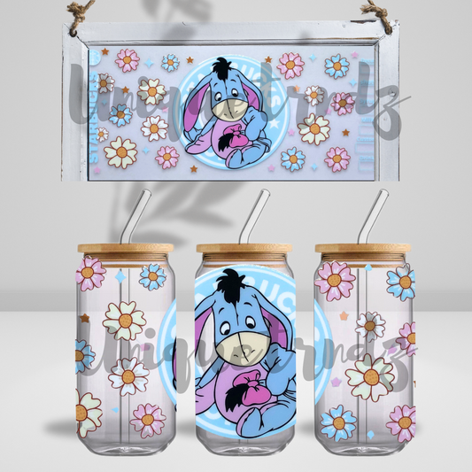 Honey Bear Donkey Friend 16oz Glass Cup