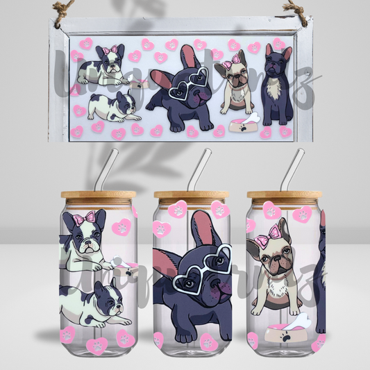 Pug Dogs All Over 16oz Glass Cup