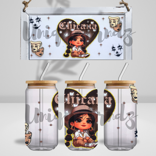 Chicana Girl Brown Pride 16oz Glass Cup