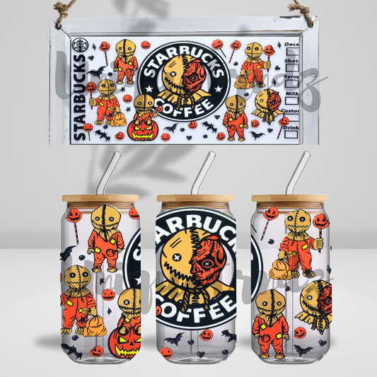 Trick or Treat Halloween Coffee 16oz Glass Cup