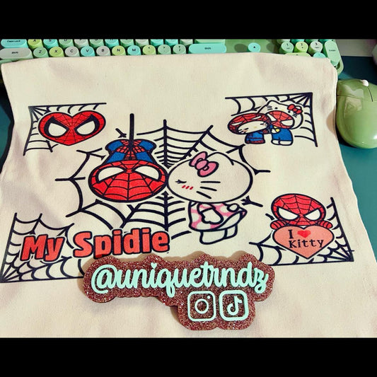 Spidie and Kitty Lovers Canvas Tote Bag